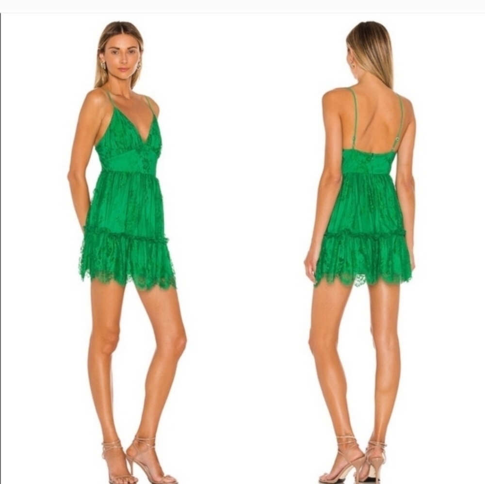 NBD Green Lace Mini Dress